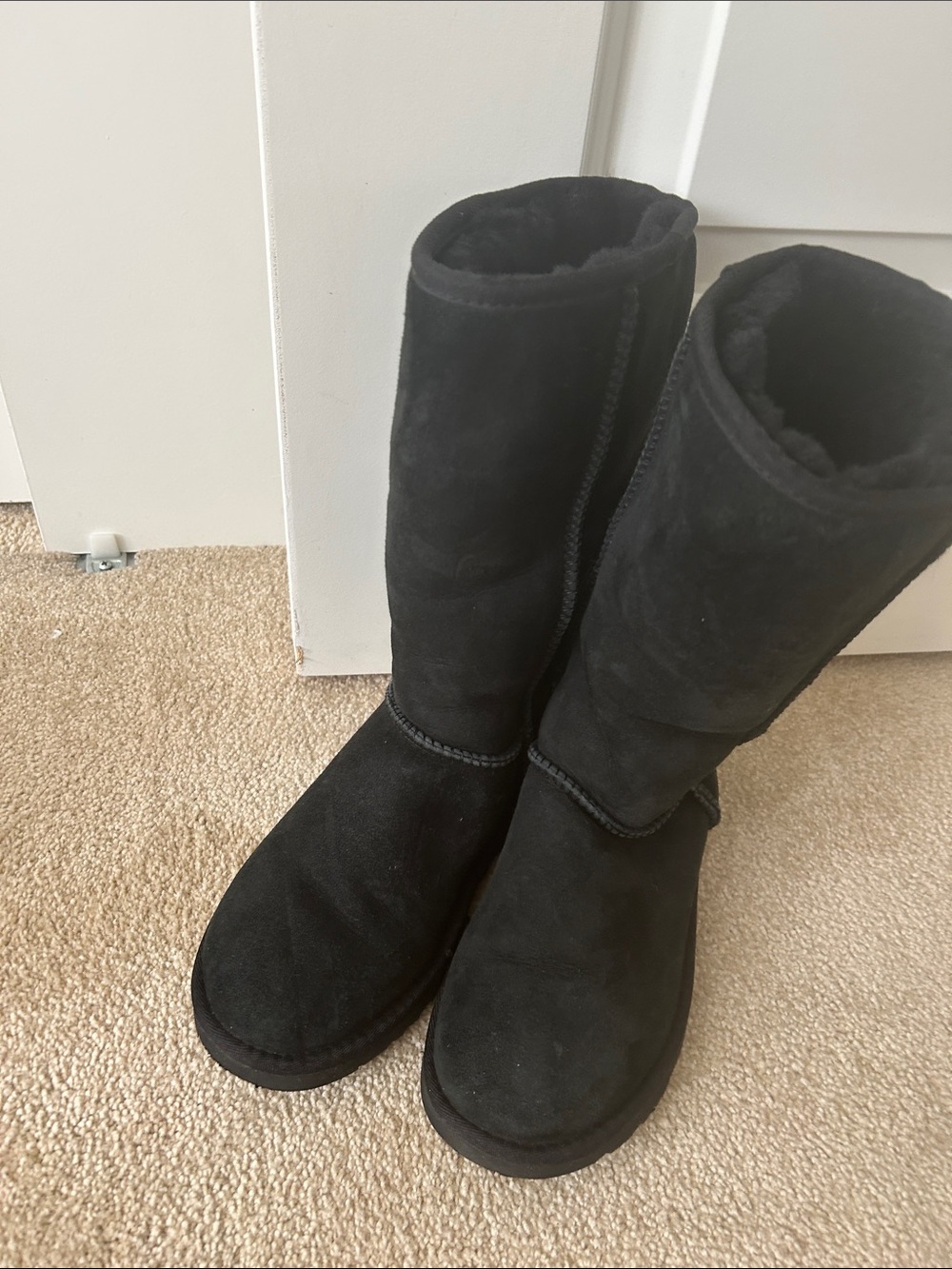 Classic Black Suede Winter Boots - Women's
